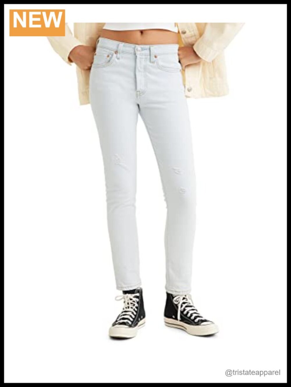 High Rise Skinny Jeans Button Fly Slim Fit Classic Straight Leg Casual